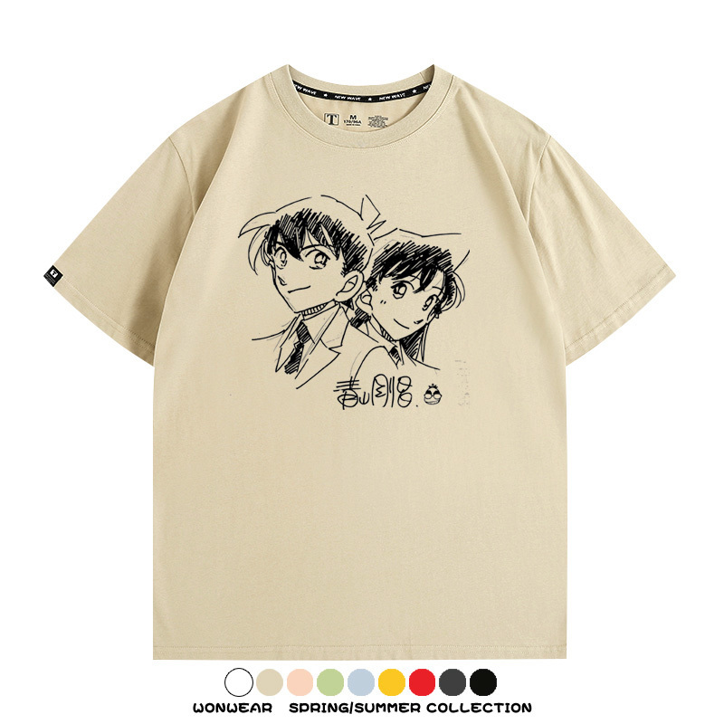 名偵探柯南灰原哀小蘭潮牌情侶原畫聯動周邊短袖夏季純棉T恤寬鬆
