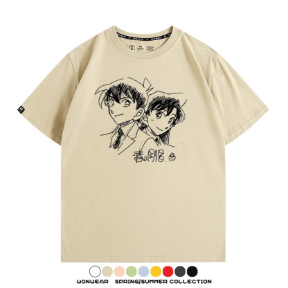 名偵探柯南灰原哀小蘭潮牌情侶原畫聯動周邊短袖夏季純棉T恤寬鬆