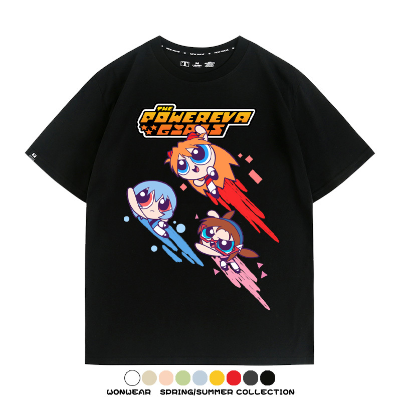 EVA福音戰士飛天小女警聯名 親子情侶裝寬鬆短袖T