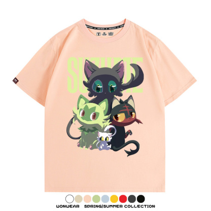 鈴芽之旅精靈寶可夢新葉喵聯名 親子情侶裝寬鬆短袖T