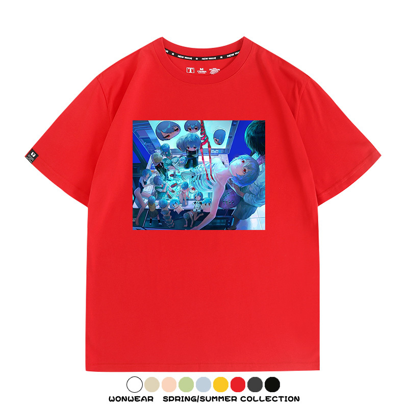 新世紀福音戰士EVA藝術插畫潮牌印花T恤夏季男潮純棉短袖寬鬆上衣