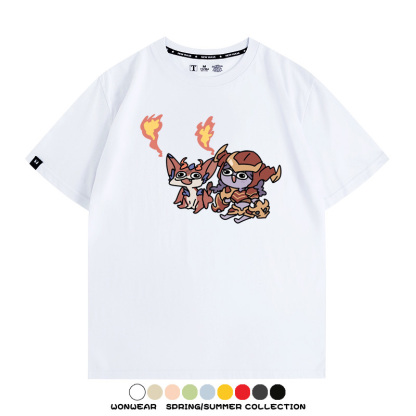 LOL聯盟卡通Q版英雄靈羅娃娃格溫斯莫德周邊短袖夏季男士純棉T恤