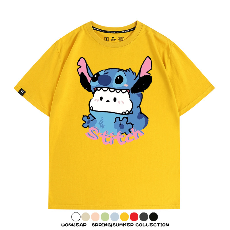 史迪奇三麗鷗帕恰狗聯名 親子情侶裝寬鬆短袖T