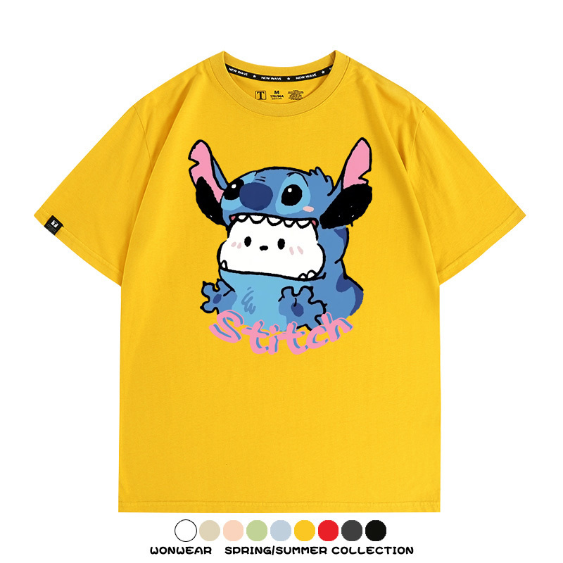 史迪奇三麗鷗帕恰狗聯名 親子情侶裝寬鬆短袖T