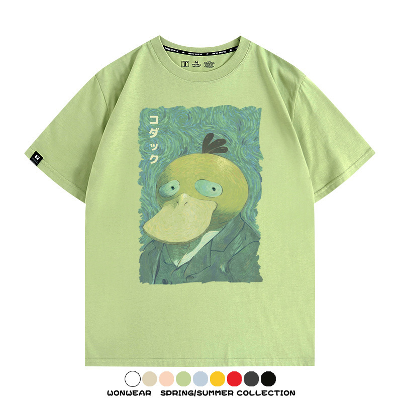 寶可夢可達鴨世界名畫聯名 親子情侶裝寬鬆短袖T