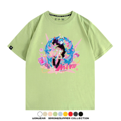 寶可夢歌姬美洛耶塔聯動MIKU初音未來周邊短袖T恤衫夏季純棉上衣寬鬆