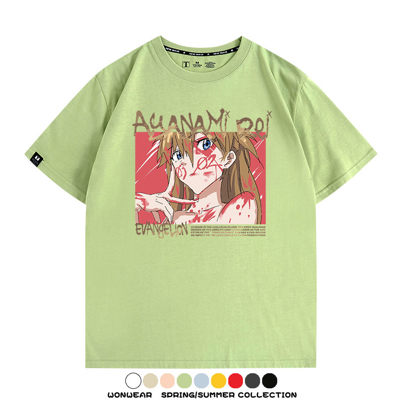 新世紀福音戰士EVA綾波麗明日香褚熏日系潮牌動漫青少年夏純棉T恤