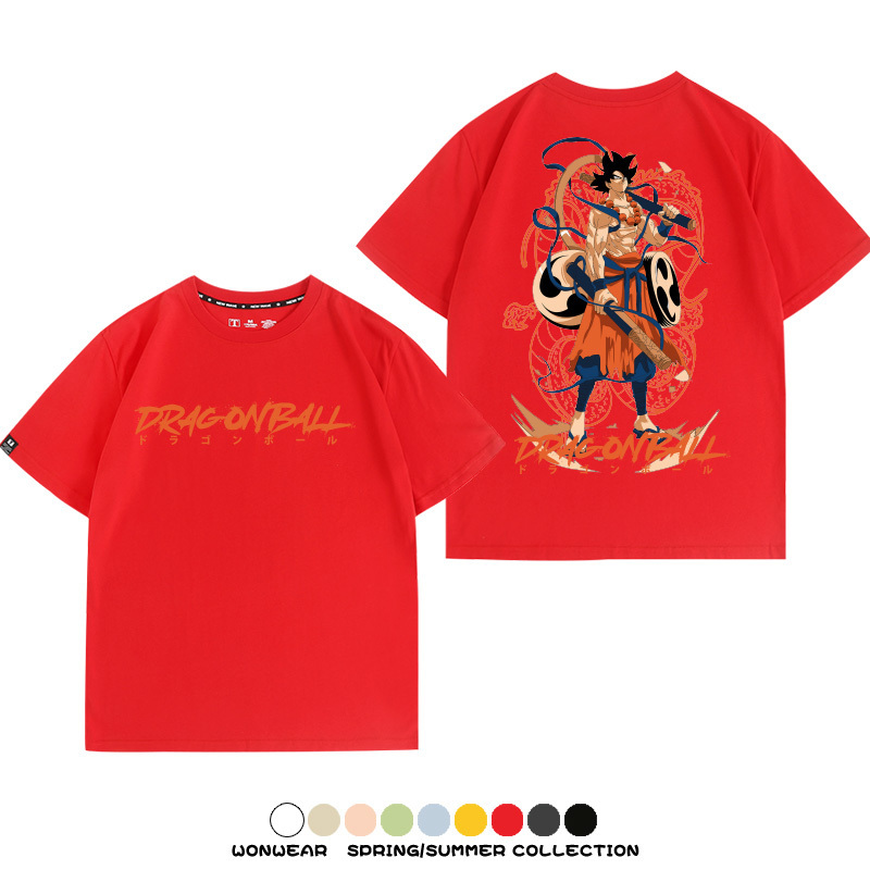 七龍珠日系動漫聯動機車鈴木悟空潮牌周邊短袖純棉寬鬆夏季男T恤