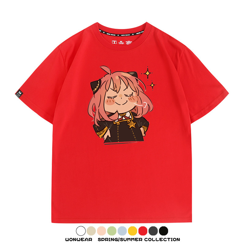 間諜家家酒動漫阿尼亞卡通可愛周邊情侶T恤衫夏季純棉短袖上衣潮