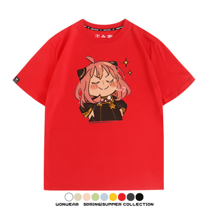 間諜家家酒動漫阿尼亞卡通可愛周邊情侶T恤衫夏季純棉短袖上衣潮