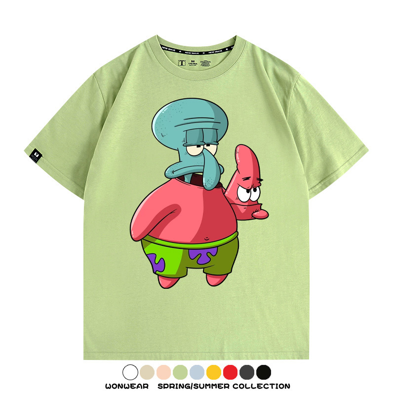 海綿寶寶章魚哥cos派大星 親子情侶裝寬鬆短袖T