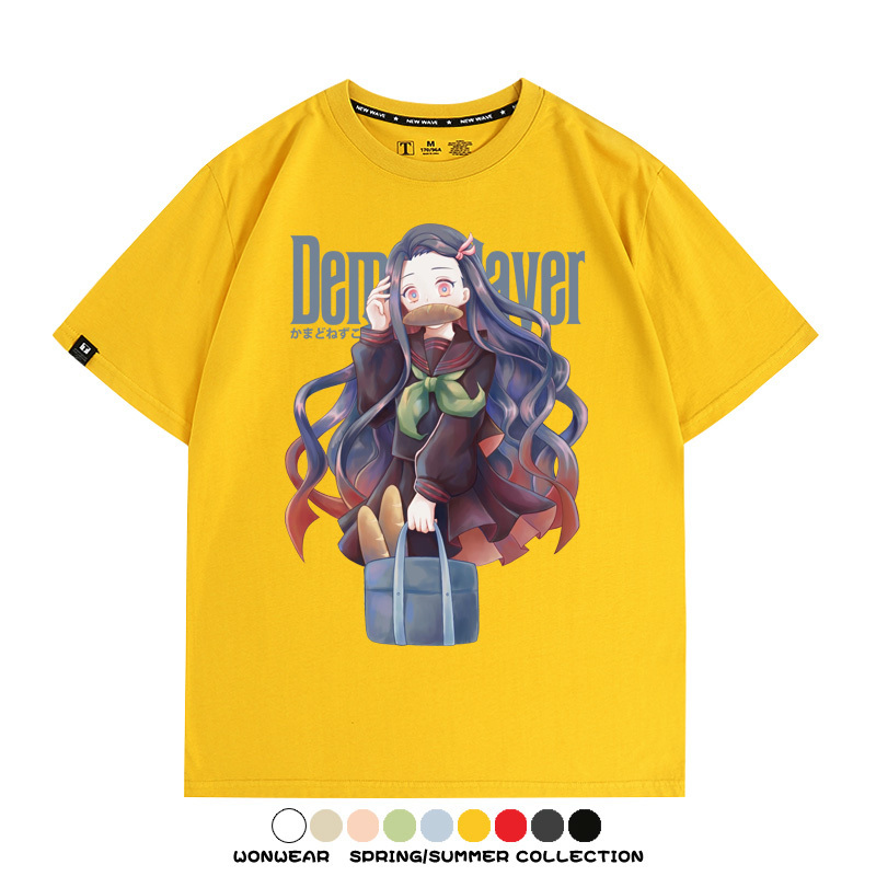 鬼滅之刃禰豆子動漫周邊聯名短袖上衣服卡通純棉t恤衫男夏季半袖