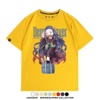 鬼滅之刃禰豆子動漫周邊聯名短袖上衣服卡通純棉t恤衫男夏季半袖