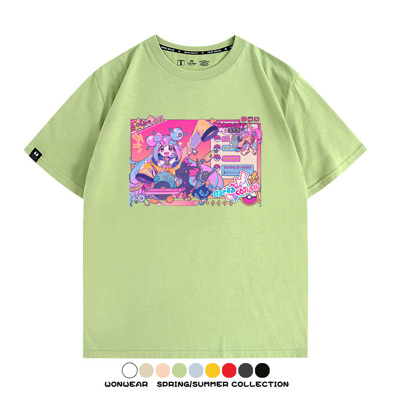 寶可夢歌姬美洛耶塔聯動MIKU初音未來周邊短袖T恤衫夏季純棉上衣寬鬆