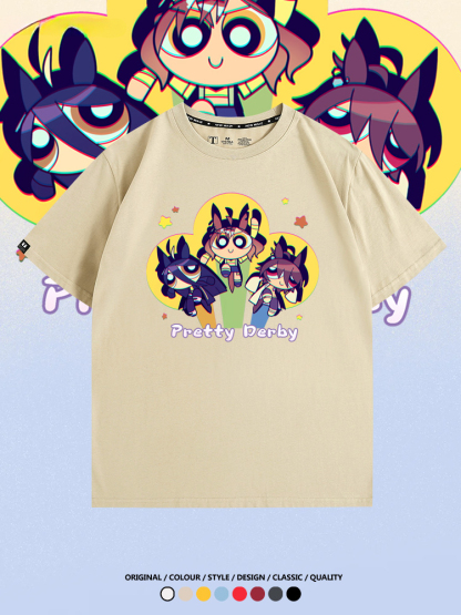 飛天小女警動漫聯動賽馬娘卡通東海帝王二次元青少年夏季純棉T恤