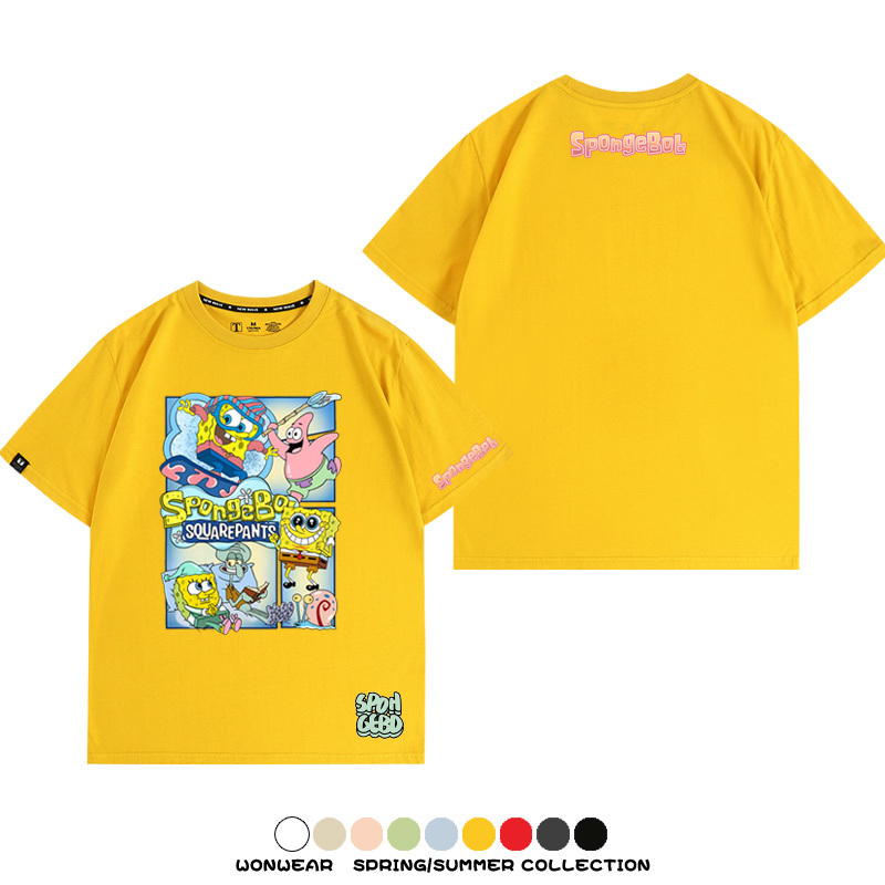 海綿寶寶 卡通潮牌周邊情侶寬鬆短袖t-shirt