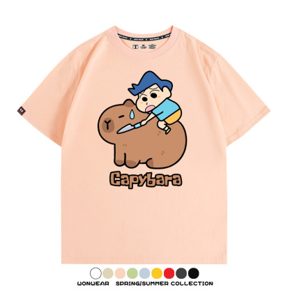 蠟筆小新卡皮巴拉水豚 親子情侶裝寬鬆短袖T