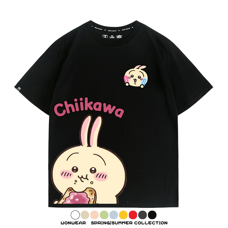 Chiikawa日系萌系吉伊卡哇可愛小八烏薩奇聯名短袖夏男純棉T恤衫