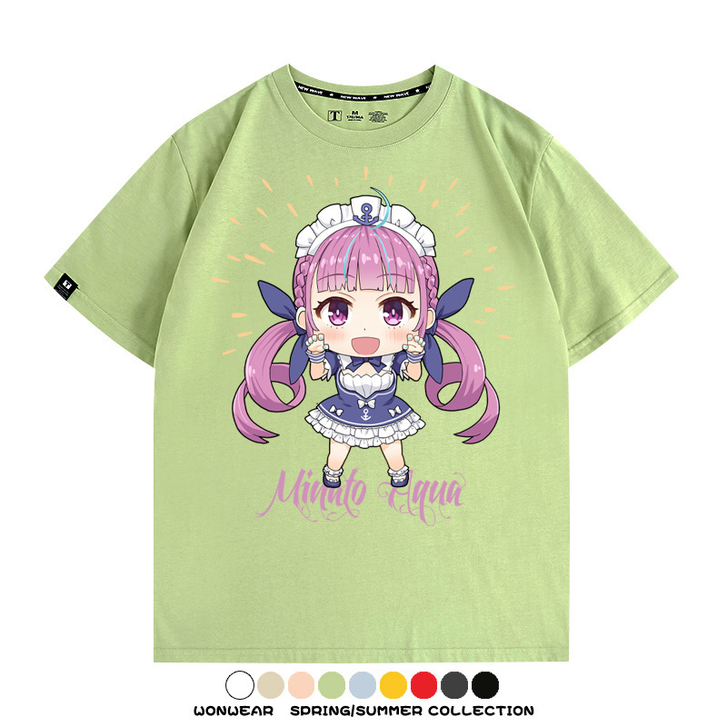 Hololive虛擬主播vtuber湊阿庫婭 親子情侶裝寬鬆短袖T