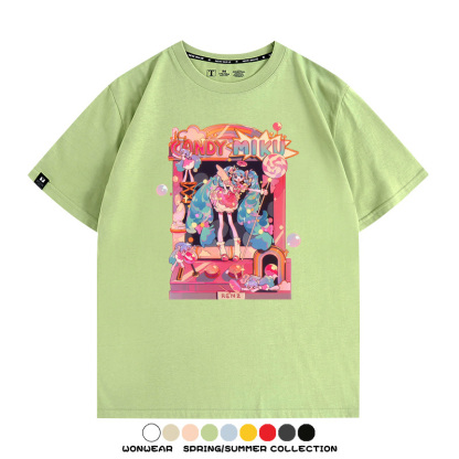 寶可夢歌姬美洛耶塔聯動MIKU初音未來周邊短袖T恤衫夏季純棉上衣寬鬆