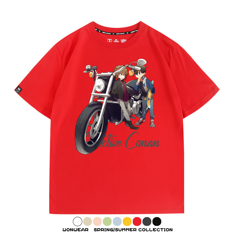 名偵探柯南灰原哀聯名機車 親子情侶裝寬鬆短袖T
