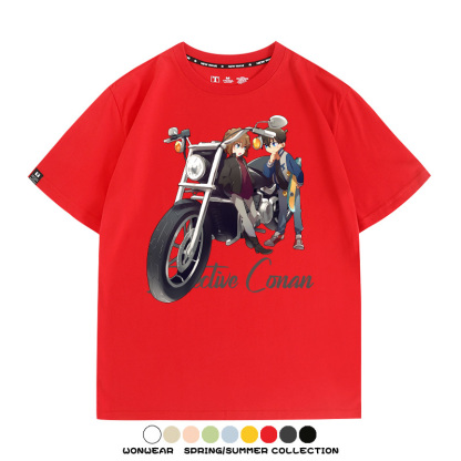 名偵探柯南灰原哀聯名機車 親子情侶裝寬鬆短袖T