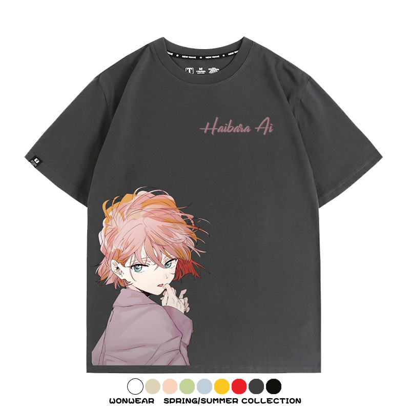 名偵探柯南灰原哀小蘭潮牌情侶原畫聯動周邊短袖夏季純棉T恤寬鬆