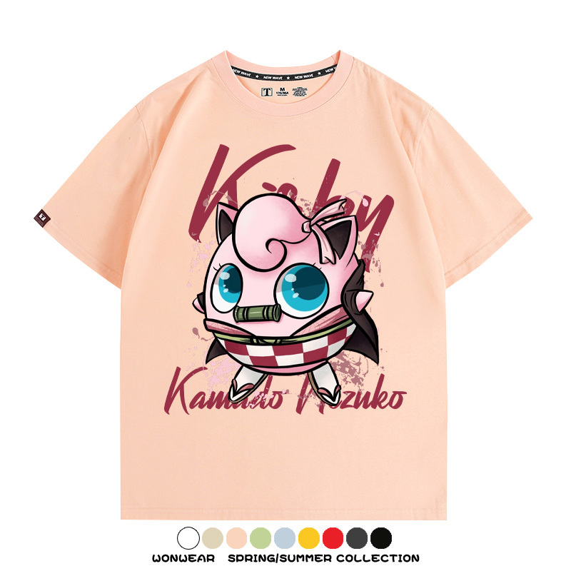 寶可夢胖丁聯名鬼滅之刃禰豆子周邊短袖T恤