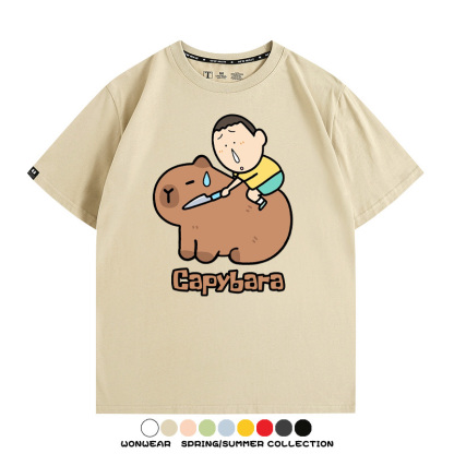 蠟筆小新卡皮巴拉水豚 親子情侶裝寬鬆短袖T