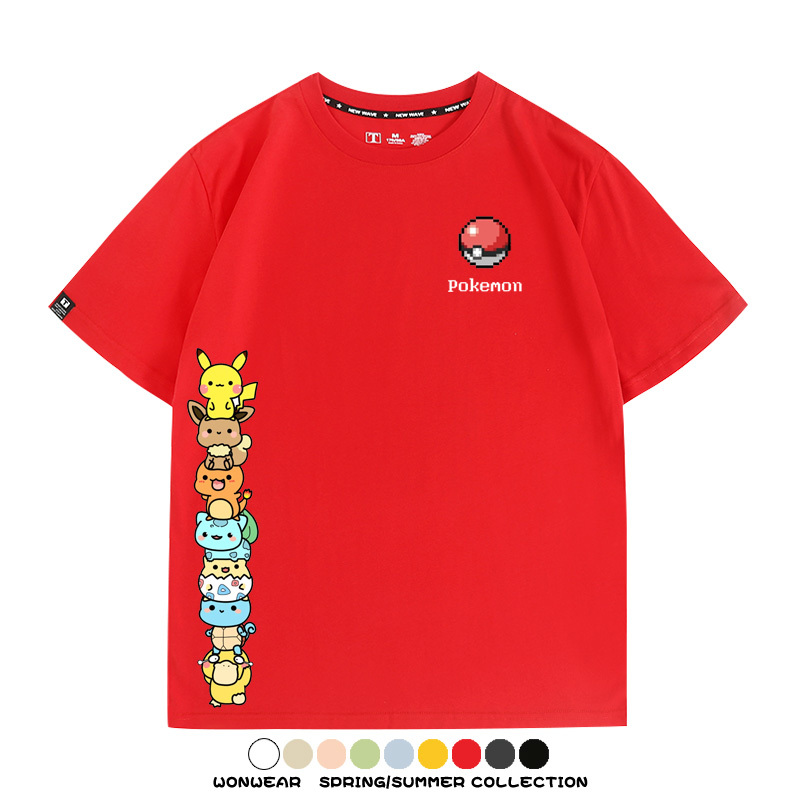 精靈寶可夢像素可愛 親子情侶裝寬鬆短袖T