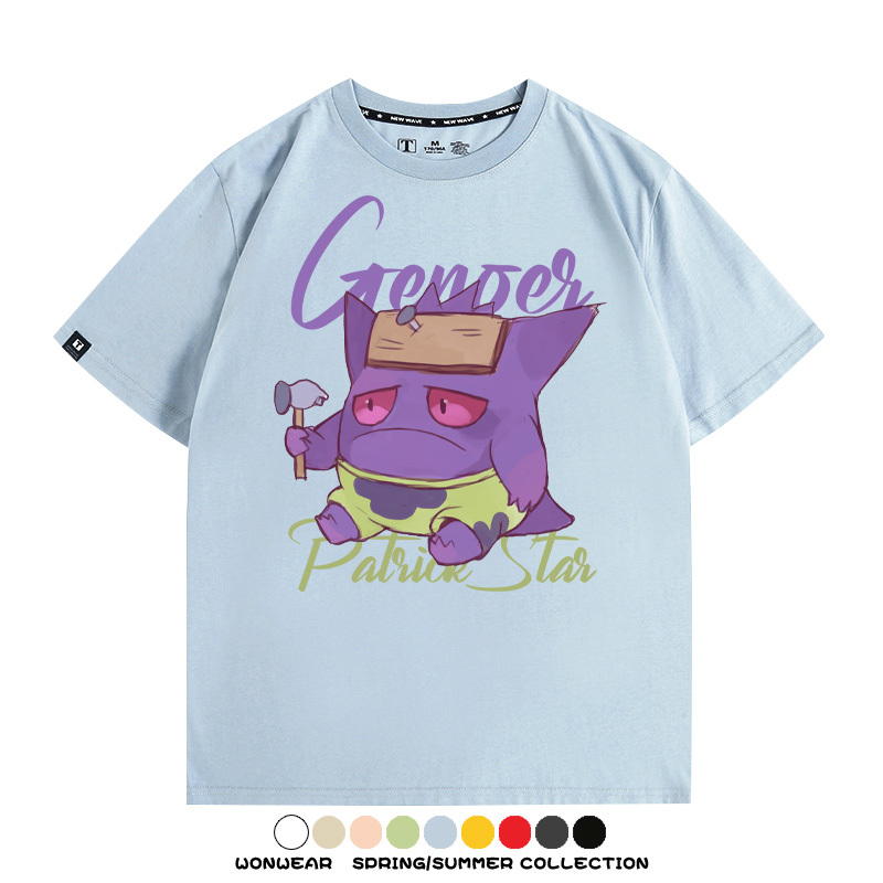 派大星耿鬼寶可夢聯名 親子情侶裝寬鬆短袖T