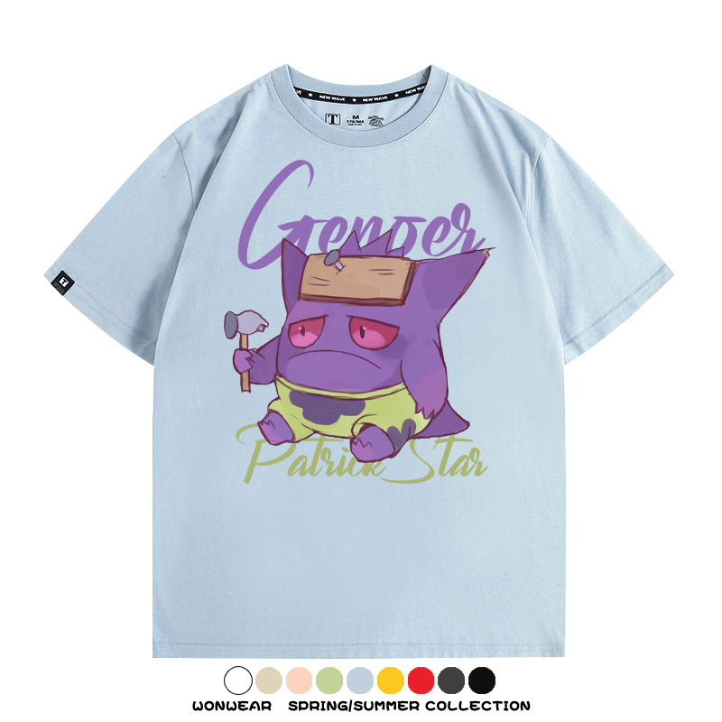 派大星耿鬼寶可夢聯名 親子情侶裝寬鬆短袖T