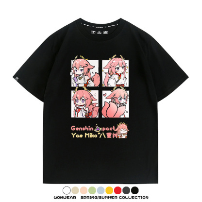 原神遊戲散兵可莉芙寧娜胡桃可愛Q版二次元周邊夏男純棉T恤衫短袖