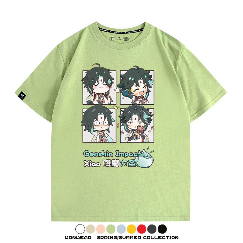 原神遊戲散兵可莉芙寧娜胡桃可愛Q版二次元周邊夏男純棉T恤衫短袖