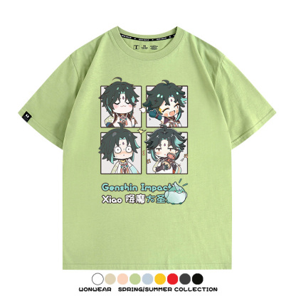 原神遊戲散兵可莉芙寧娜胡桃可愛Q版二次元周邊夏男純棉T恤衫短袖