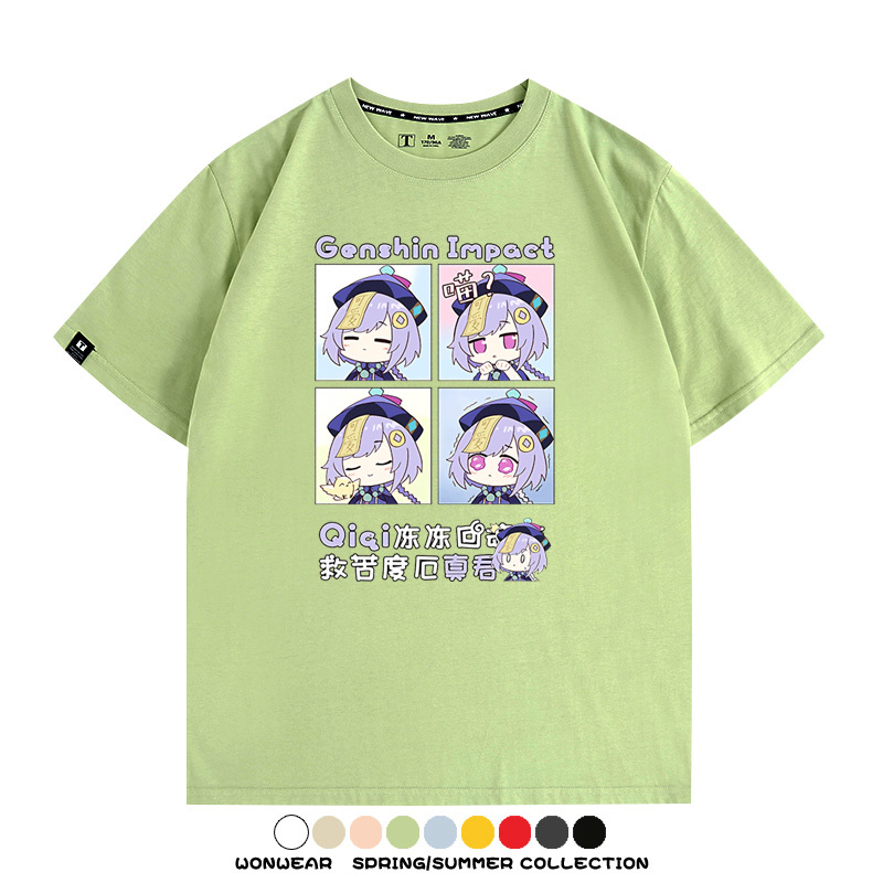 原神遊戲散兵可莉芙寧娜胡桃可愛Q版二次元周邊夏男純棉T恤衫短袖