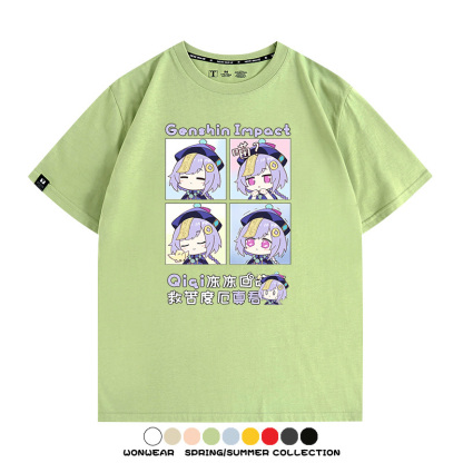 原神遊戲散兵可莉芙寧娜胡桃可愛Q版二次元周邊夏男純棉T恤衫短袖