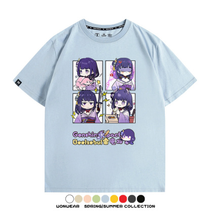 原神遊戲散兵可莉芙寧娜胡桃可愛Q版二次元周邊夏男純棉T恤衫短袖