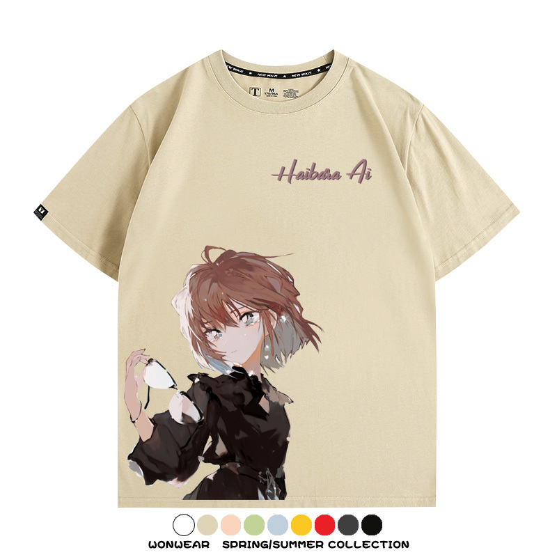 名偵探柯南灰原哀小蘭潮牌情侶原畫聯動周邊短袖夏季純棉T恤寬鬆