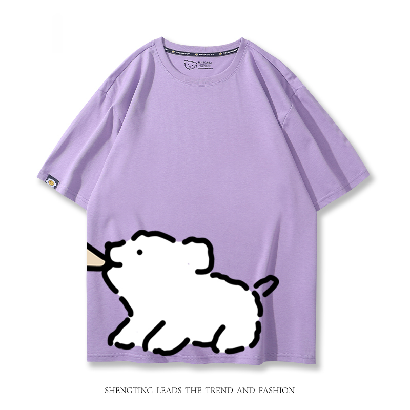 線條小狗 2024親子情侶男女同款 T恤