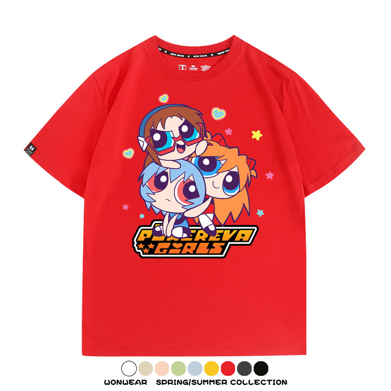 EVA福音戰士飛天小女警聯名 親子情侶裝寬鬆短袖T