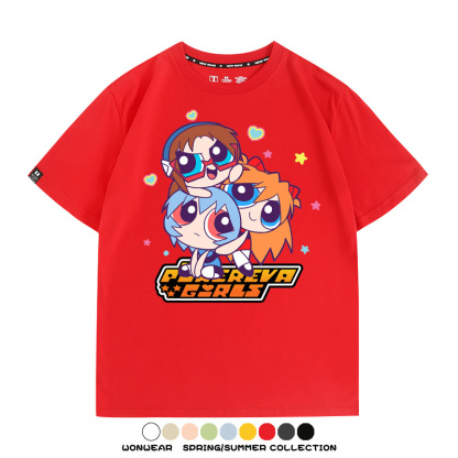 EVA福音戰士飛天小女警聯名 親子情侶裝寬鬆短袖T