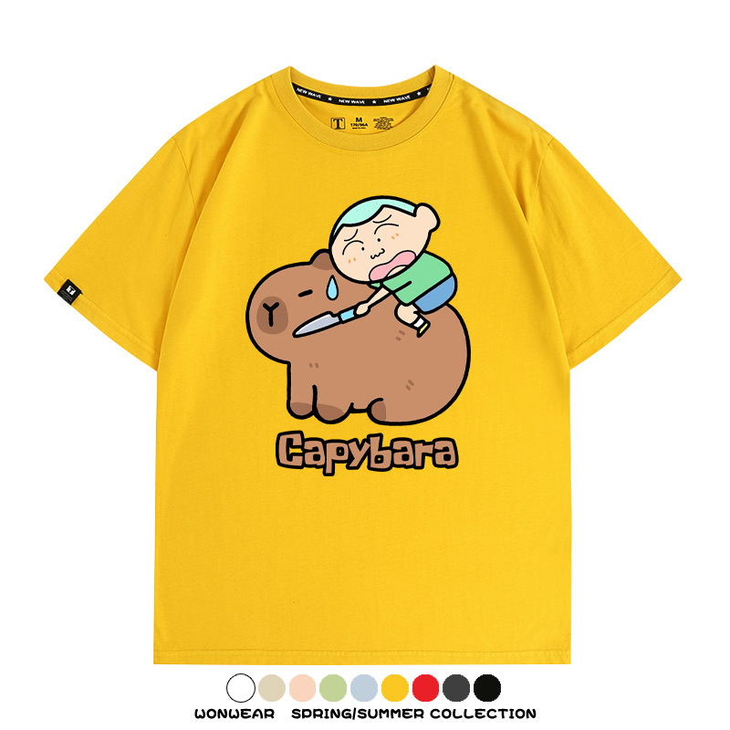 蠟筆小新卡皮巴拉水豚 親子情侶裝寬鬆短袖T