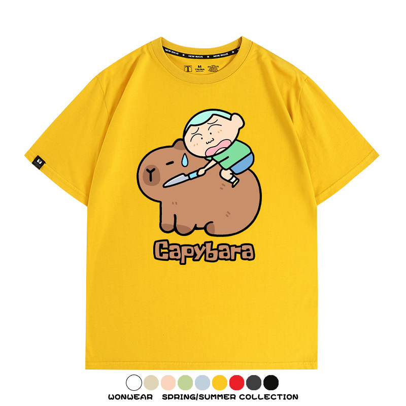 蠟筆小新卡皮巴拉水豚 親子情侶裝寬鬆短袖T