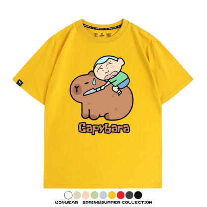 蠟筆小新卡皮巴拉水豚 親子情侶裝寬鬆短袖T