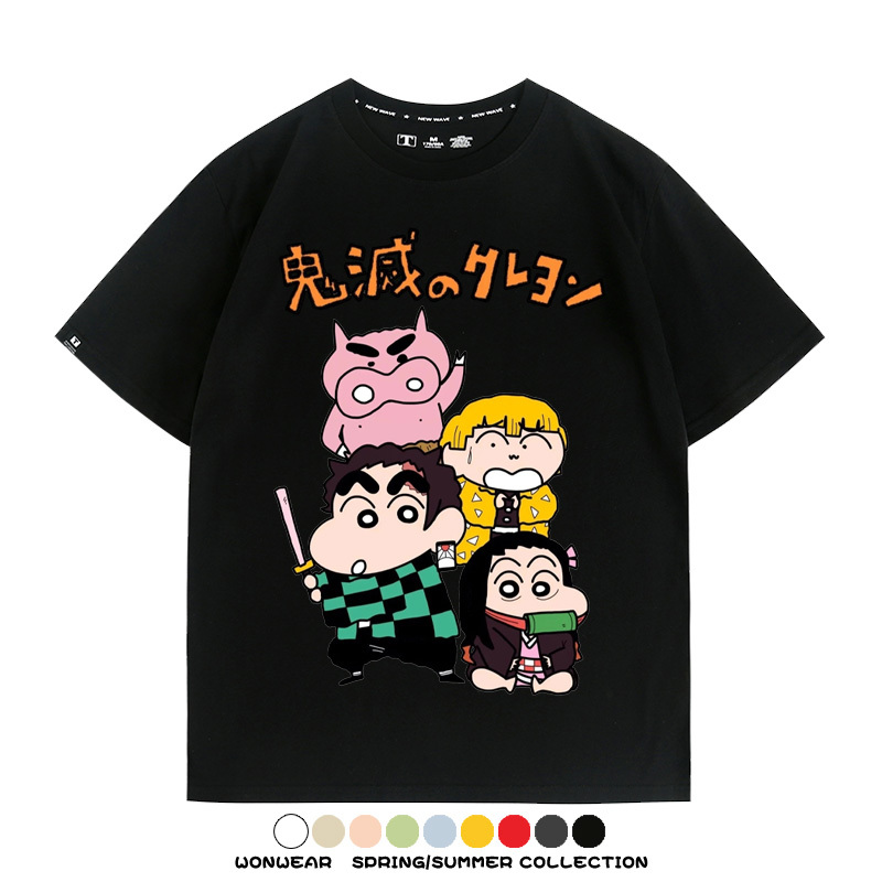 鬼滅之刃蠟筆小新聯名動漫周邊短袖T恤