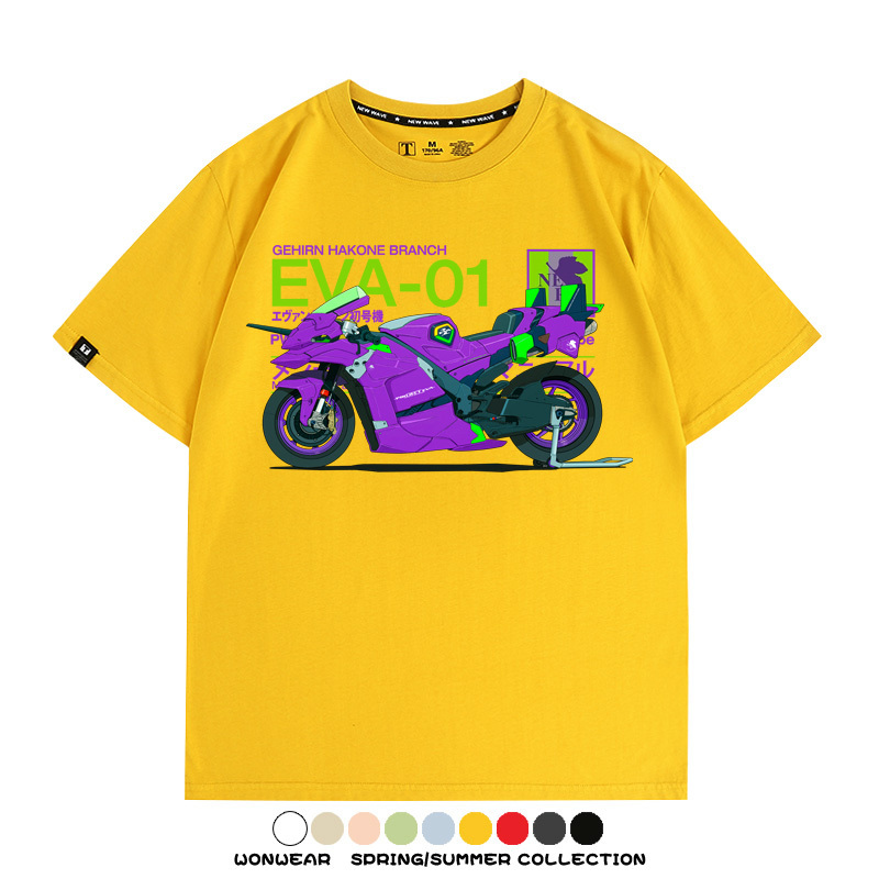 EVA初號機摩托車聯名 親子情侶裝寬鬆短袖T