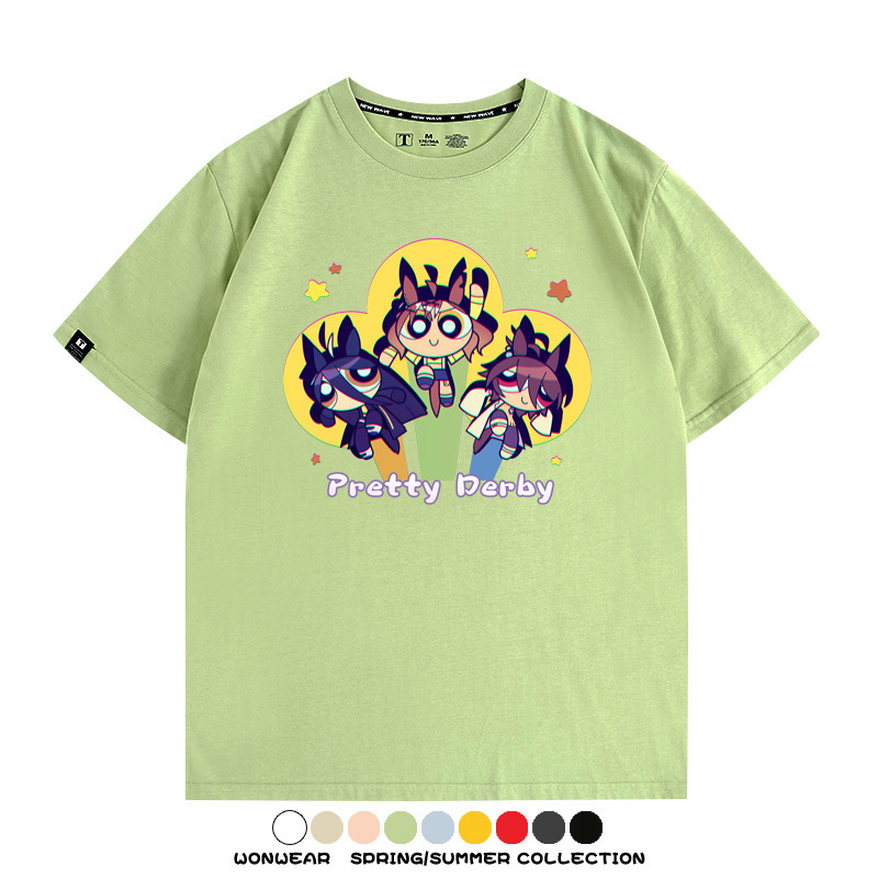飛天小女警動漫聯動賽馬娘卡通東海帝王二次元青少年夏季純棉T恤