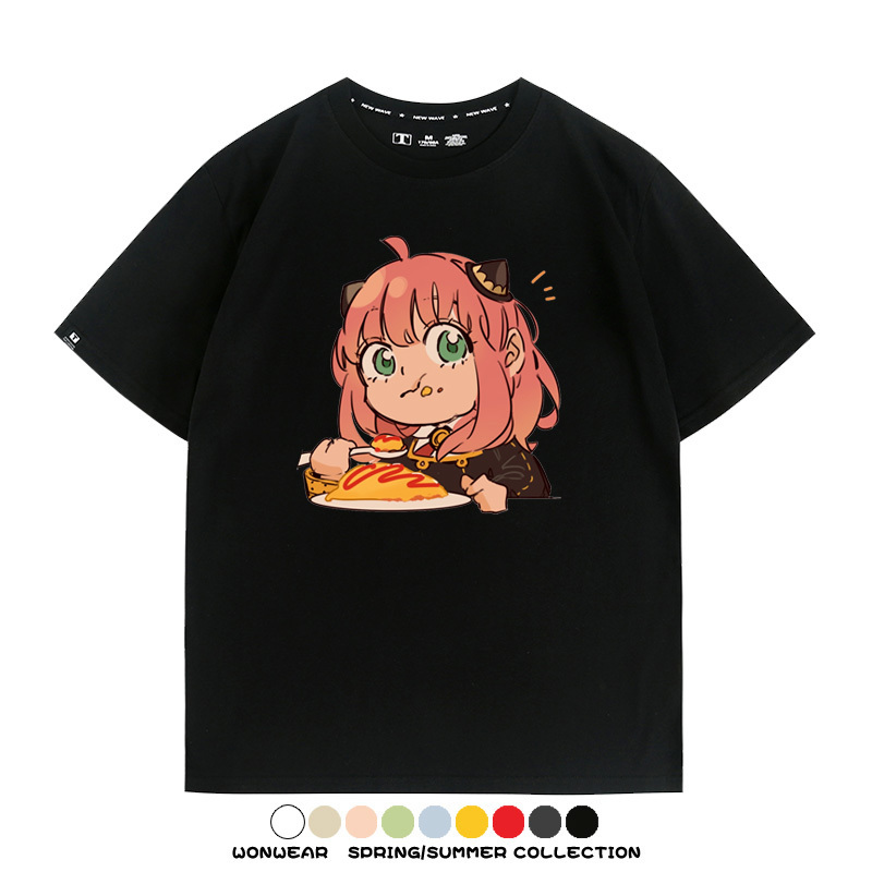 間諜家家酒動漫阿尼亞卡通可愛周邊情侶T恤衫夏季純棉短袖上衣潮