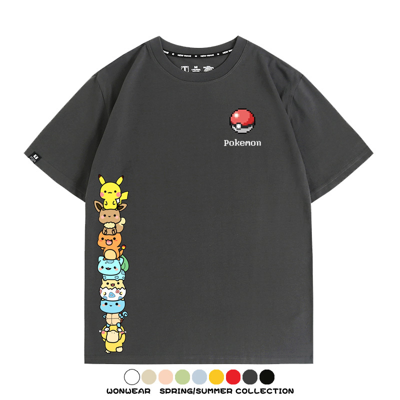 精靈寶可夢像素可愛 親子情侶裝寬鬆短袖T